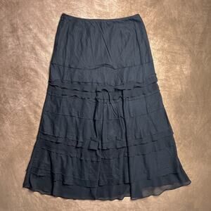 White House Black Market Maxi Tiered Ruffled Skirt Layered Whimsigoth Peasant